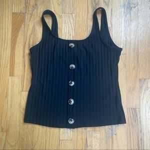 NWOT Black Button Tank